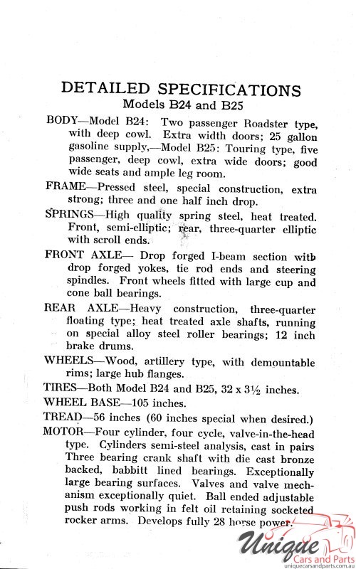 1914 Buick Specifications Page 3